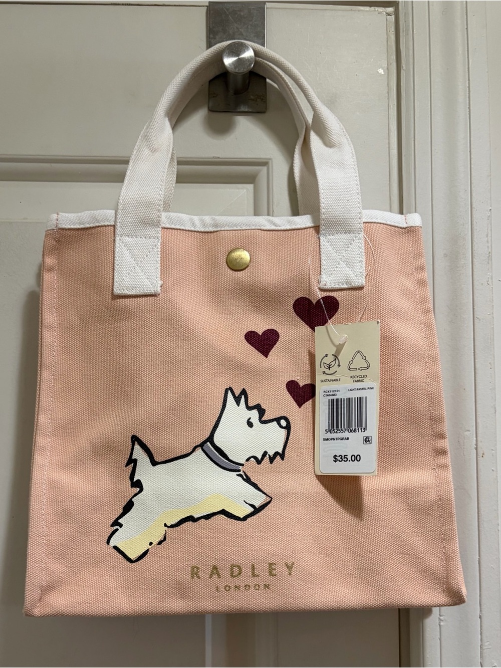 Radley London Pink Salmon Tote Bag with Dog Graphic